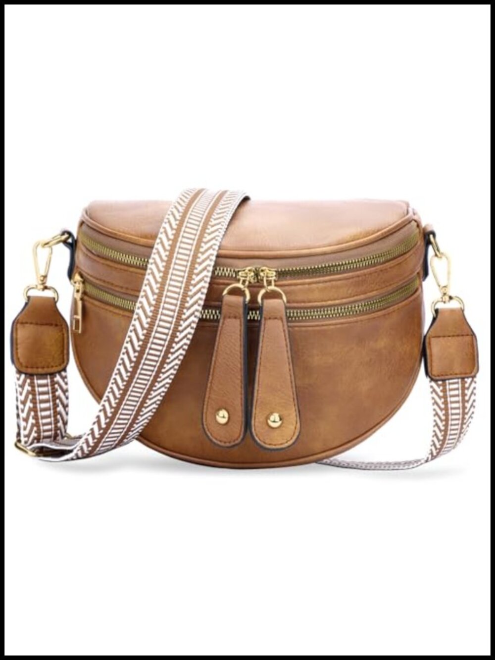 Vegan Leather Crossbody Sling Bag Adjustable Strap Travel Waist Pack